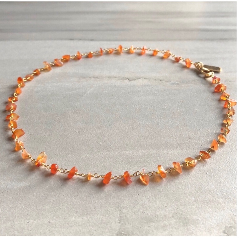Raw carnelian 14K GOLD plated choker necklace